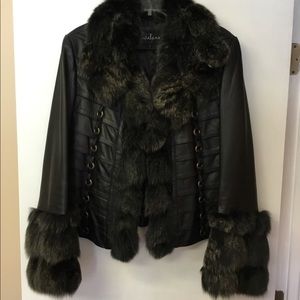 Leather and Arctic Fox fur jacket